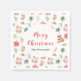 Guardanapo De Papel Cookies de Natal e Folhagem Vermelha