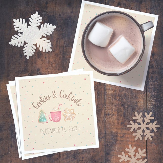 Guardanapo De Papel Cookies e Cocktails Troca de Cookies de Natal (Cookies & Cocktails Christmas Cookie Exchange Napkins
)