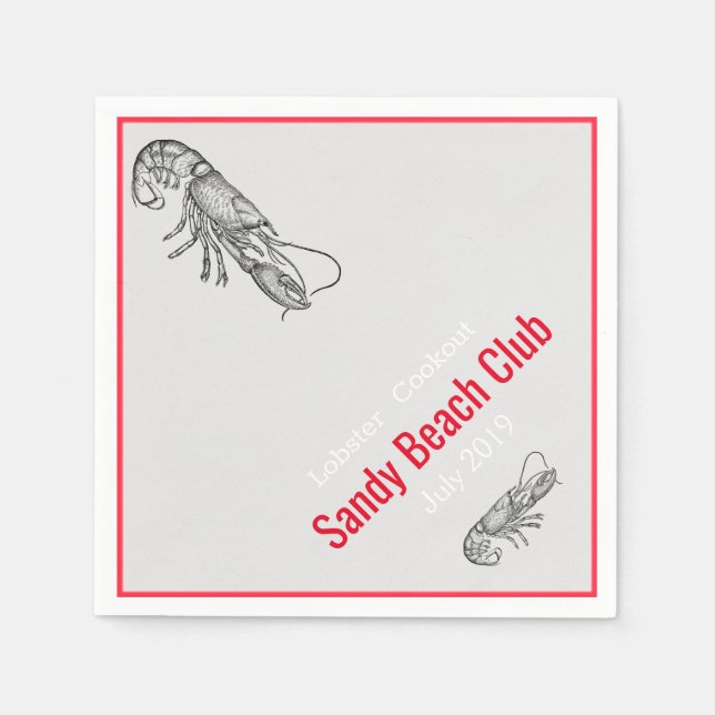 Guardanapo De Papel Cookout de lagosta - personalizado (Frente)