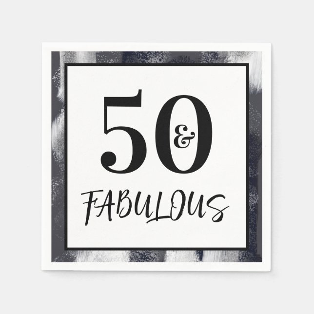 Guardanapo De Papel Cool Black and white 50 and Fabulous Birthday (Frente)