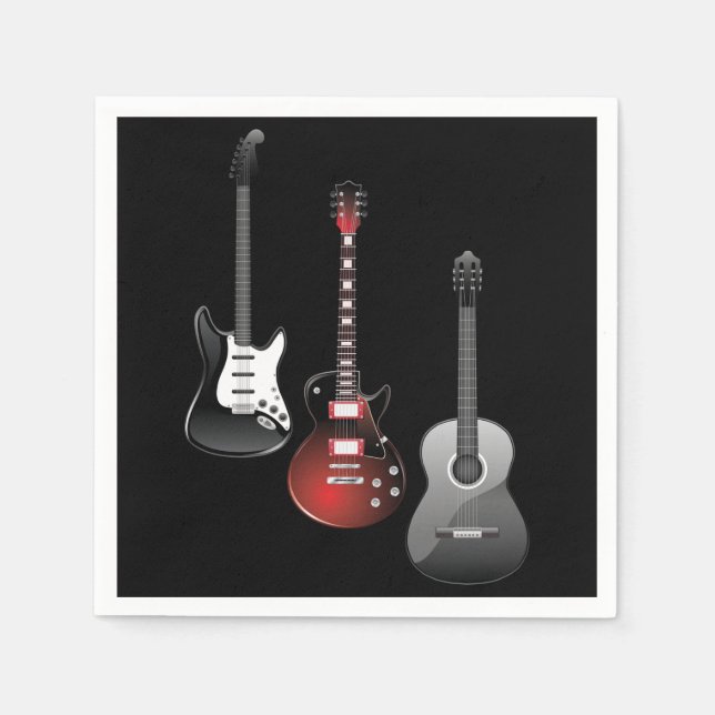 Guardanapo De Papel Cool Electric Guitars for Music Lovers Gift (Frente)