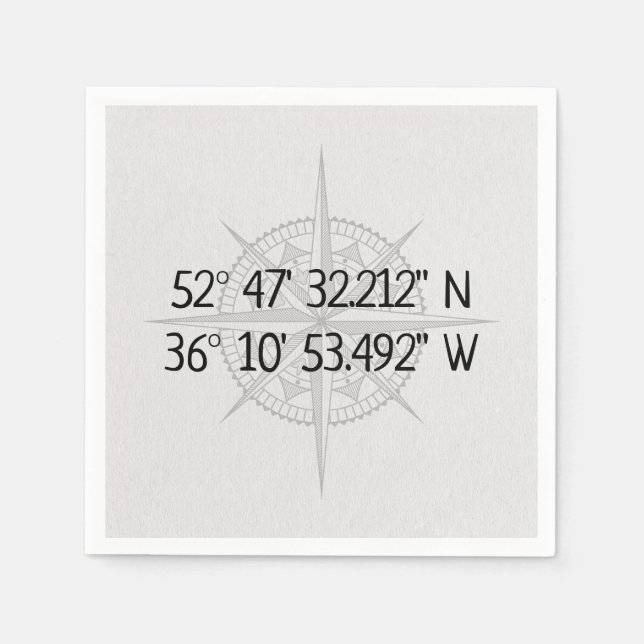Guardanapo De Papel Coordenadas de Início do GPS (Frente)