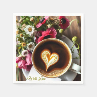 Guardanapo De Papel Copo de Café "Com Amor" personalizado & Papoulas V