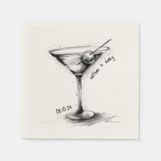 Guardanapo De Papel Copo de Martini Desenhado à Mão Vintage Clássico C