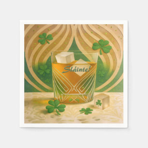 Guardanapo De Papel Copo de Uísque Irlandês Shamrocks "Sláinte!"