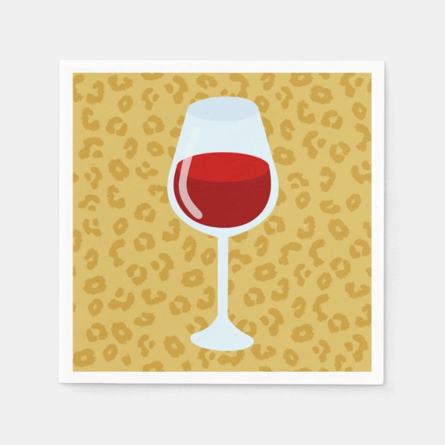 Guardanapo De Papel Copo de Vinho com Estampa de Leopardo (Frente)