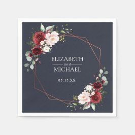 Guardanapo De Papel Copper Geométrico Borgonha Azul Casamento Napkin