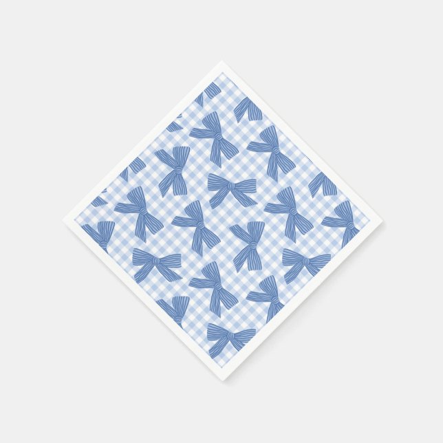 Guardanapo De Papel Coquete azul xadrez e laços (Canto)