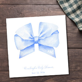 Guardanapo De Papel Coquete do Monograma Azul de Fita Personalizado