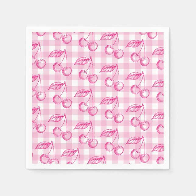 Guardanapo De Papel Coquete estético de cereja rosa (Frente)