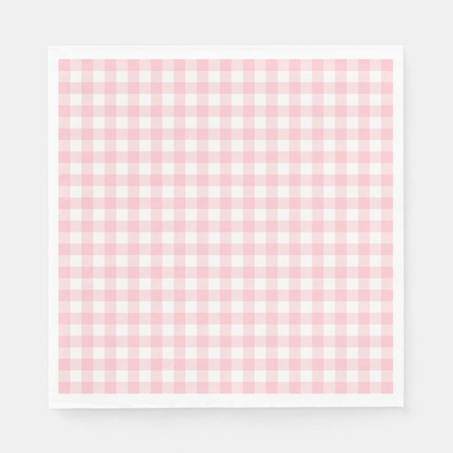 Guardanapo De Papel Coquete Gingham Rosa com Laço para Festa de Sobrem (Frente)