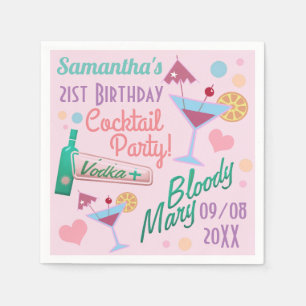 Guardanapo De Papel Coquetéis de aniversário de 21 anos, Personaliza
