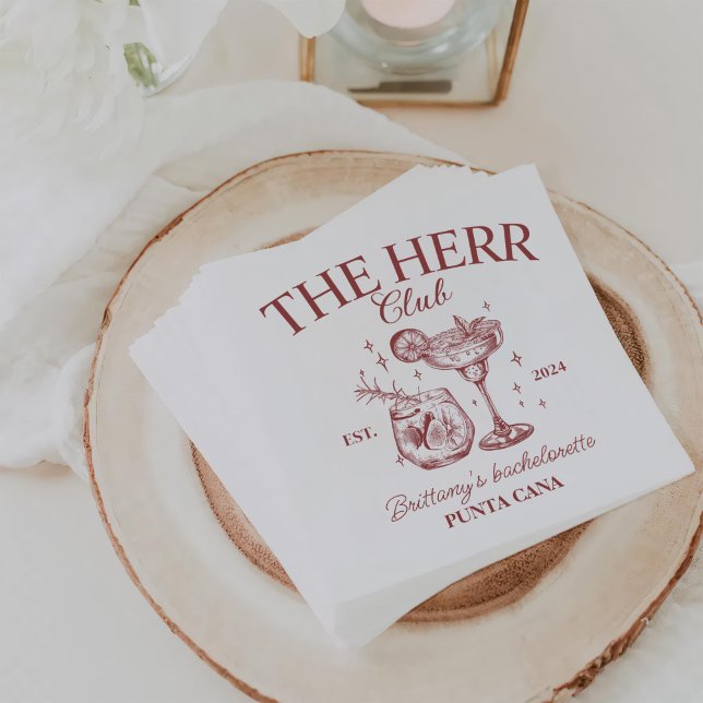 Guardanapo De Papel Coquetéis Retro Festa de solteira Vermelha (Criador carregado)