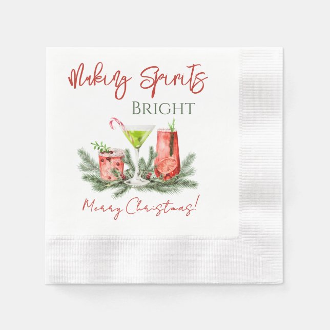 Guardanapo De Papel Coquetel Alegre Natal Making Spirits Bright (Frente)