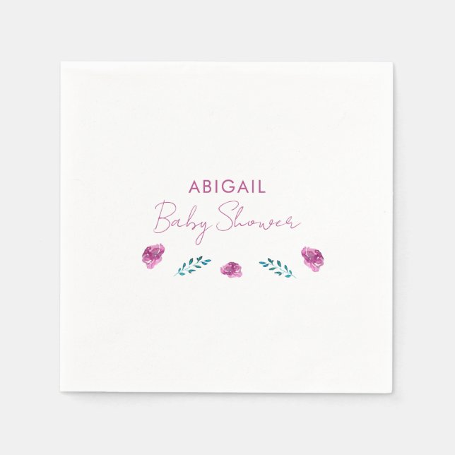 Guardanapo De Papel Coquetel Chá de fraldas Floral Roxo (Frente)