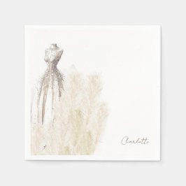 Guardanapo De Papel Coquetel Chá de panela De Vestido Boho Script