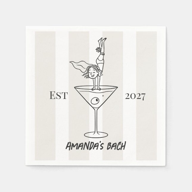 Guardanapo De Papel Coquetel Chic Doodle Martini Despedida de Solteira (Frente)