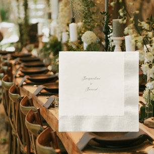Guardanapo De Papel Coquetel Cunhado de Casamento Elegante Ecru