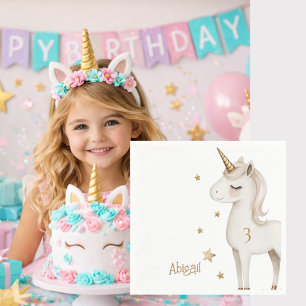 Guardanapo De Papel Coquetel de Aniversário da Menina Unicórnio do Dia