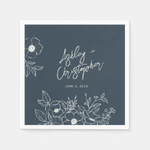 Coquetel de Casamento Azul Botânico Mínimo