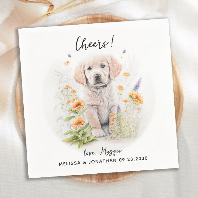 Guardanapo De Papel Coquetel de Casamento de Cachorro Personalizado do (Criador carregado)