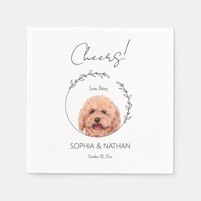 Guardanapo De Papel Coquetel de Casamento de Cachorro Simples (Frente)