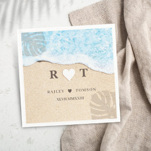 Guardanapo De Papel Coquetel de Casamento de Praia Personalizada em Nu