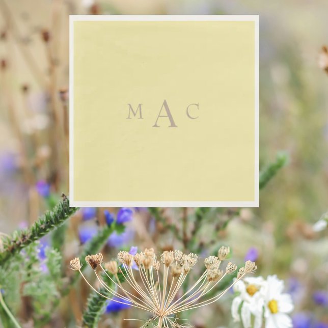 Guardanapo De Papel Coquetel de Casamento do Monograma Amarelo-Buttery (Criador carregado)