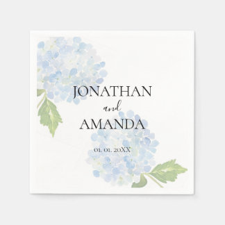 Guardanapo De Papel Coquetel de Casamento Hortênsia Azul