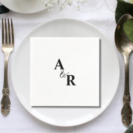 Guardanapo De Papel Coquetel de Casamento Minimalista com Monograma e