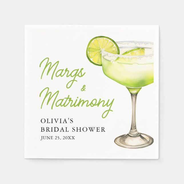 Guardanapo De Papel Coquetel de Chá de Noiva Margs e Matrimônio Modern (Frente)