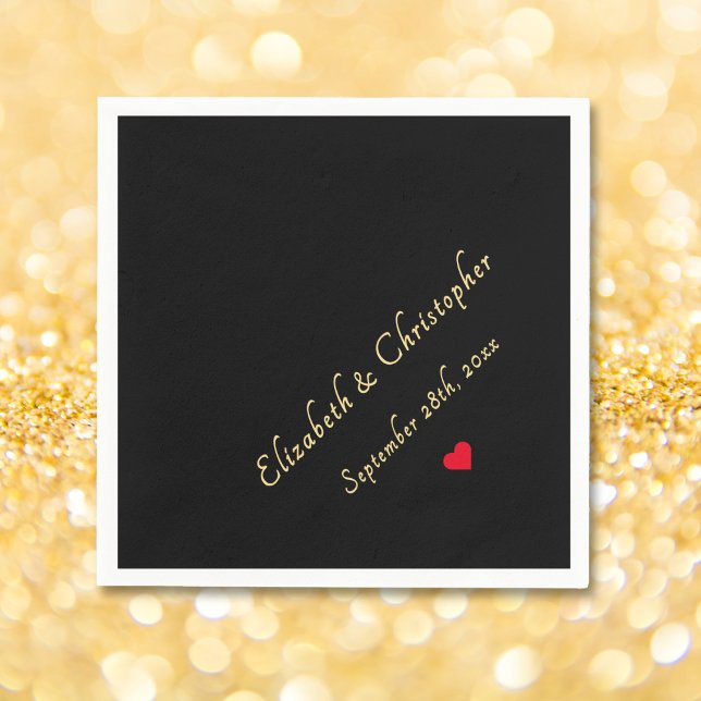Guardanapo De Papel Coquetel de Festa de casamento Dourado Elegante (Elegant Black Gold Monogram Wedding Party Cocktail Napkins)