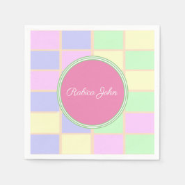 Guardanapo De Papel Coquetel de Grade Pastel Suave Personalizado