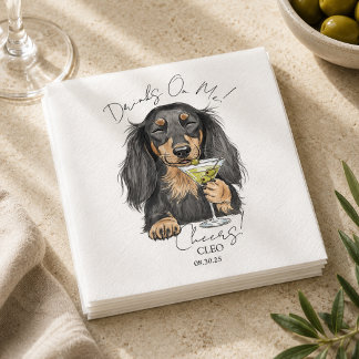 Guardanapo De Papel Coquetel de Martini com Dachshund Desenhado à Mão