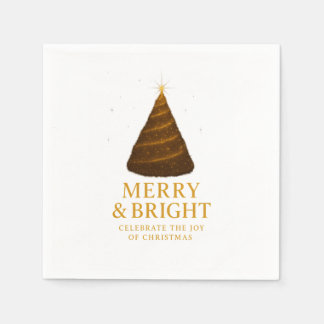Guardanapo De Papel Coquetel de Natal Dourado Merry & Bright