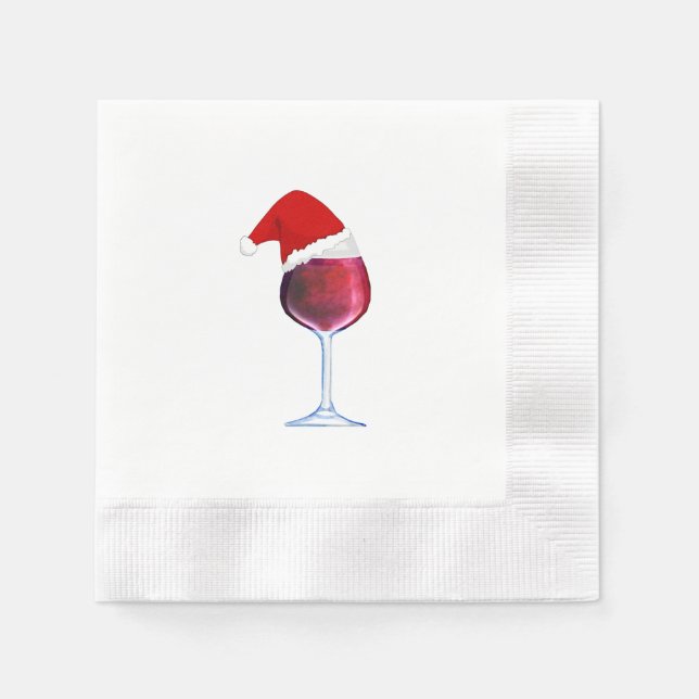Guardanapo De Papel Coquetel de Natal Napkins Wine Santa Hat (Frente)