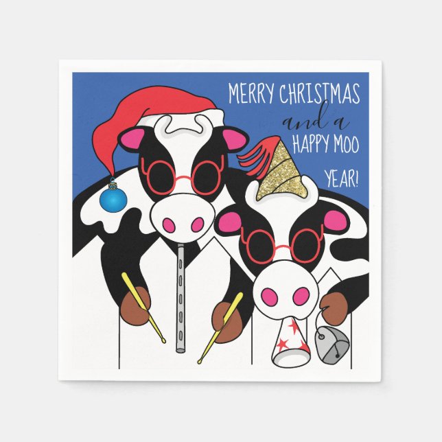 Guardanapo De Papel Coquetel de Natal Personalizado Napkins "Vacas" (Frente)