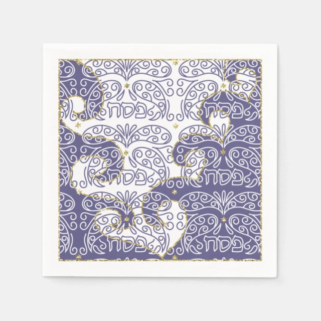 Guardanapo De Papel Coquetel de Passagem Nápoles Estrela Dourada/Roxo (Frente)