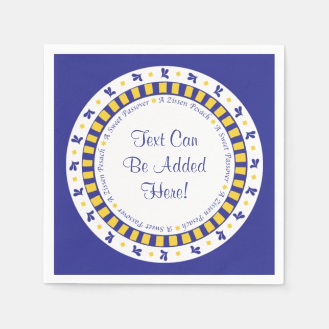 Guardanapo De Papel Coquetel de Passover Nápoles Padrão Azul/Estrela A (Frente)