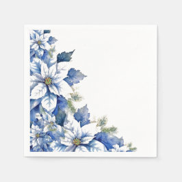 Guardanapo De Papel Coquetel de Poinsettia Azul Elegante