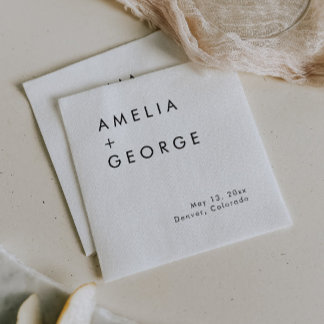 Guardanapo De Papel Coquetel de Recepção de casamento Simples Elegante