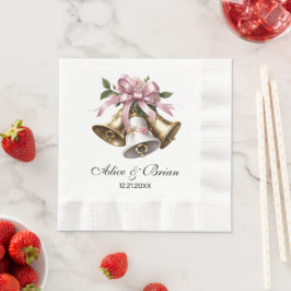 Guardanapo De Papel Coquetel de Recepção de Sininhos de Casamento