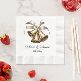 Guardanapo De Papel Coquetel de Recepção de Sininhos de Casamento