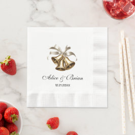 Guardanapo De Papel Coquetel de Recepção de Sinos de Casamento