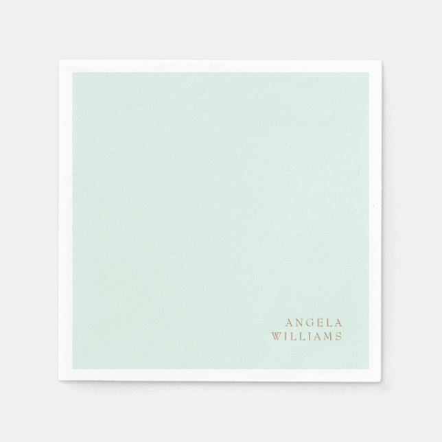 Guardanapo De Papel Coquetel de Texto Dourado Personalizado Menta (Frente)
