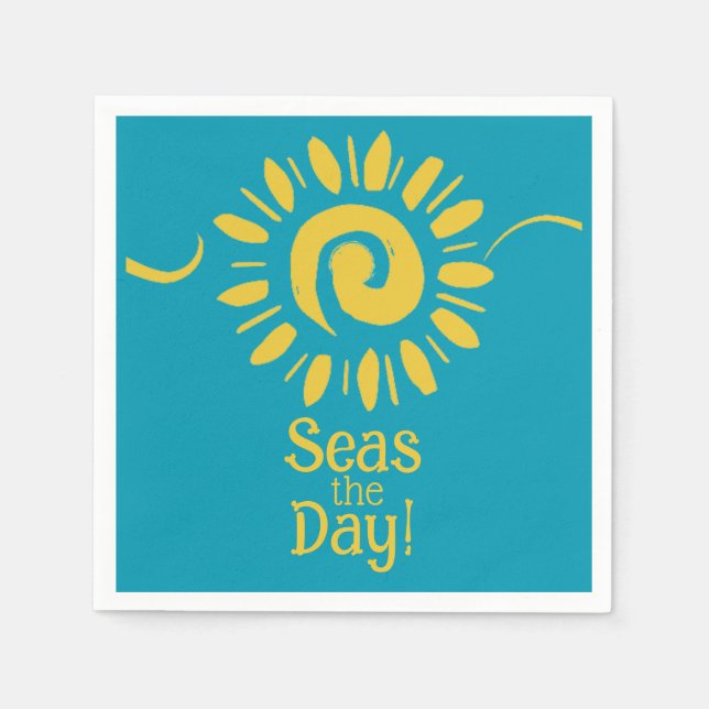 Guardanapo De Papel Coquetel do Dia do Mar do Sun Blue Beach House (Frente)