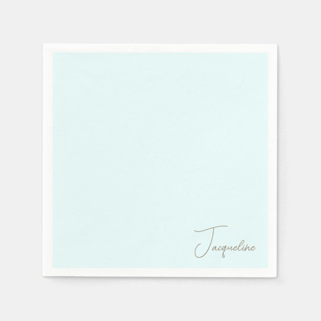 Guardanapo De Papel Coquetel do Nome do Script Personalizado Icy Blue (Frente)