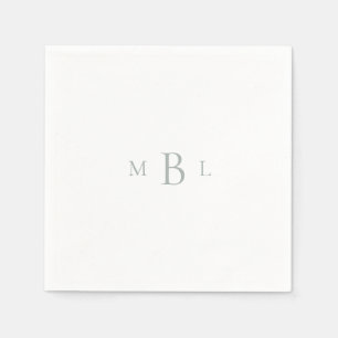 Guardanapo De Papel Coquetel Elegante Branco Monograma de Sábio Leve