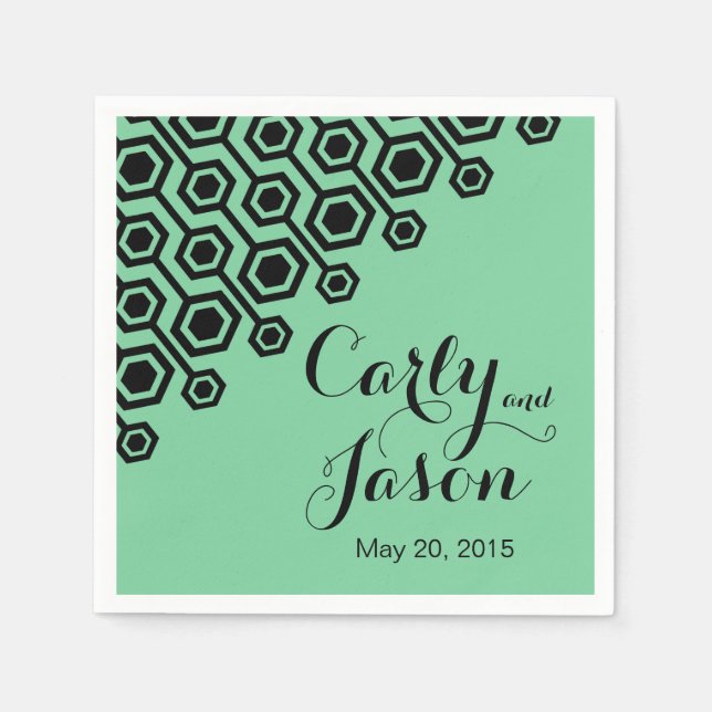 Guardanapo De Papel Coquetel Geométrico Diagonal | menta (Frente)