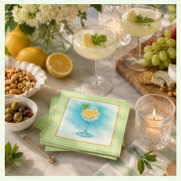 Guardanapo De Papel Coquetel Gin & Tônica – Aquarela de Limão e Hortel
